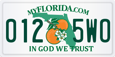 FL license plate 0125WO