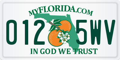 FL license plate 0125WV