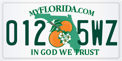 FL license plate 0125WZ