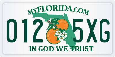 FL license plate 0125XG