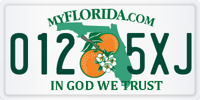 FL license plate 0125XJ