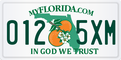 FL license plate 0125XM