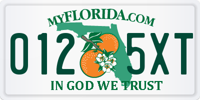 FL license plate 0125XT