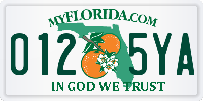 FL license plate 0125YA