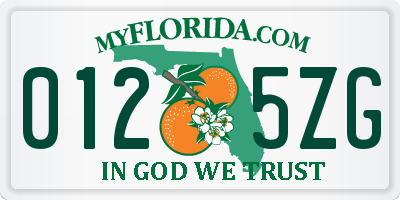 FL license plate 0125ZG