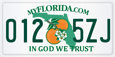 FL license plate 0125ZJ