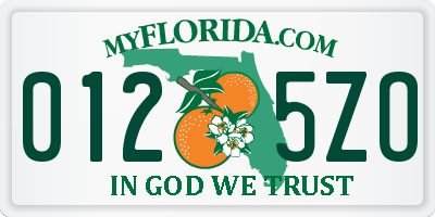 FL license plate 0125ZO