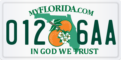FL license plate 0126AA
