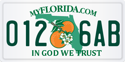 FL license plate 0126AB
