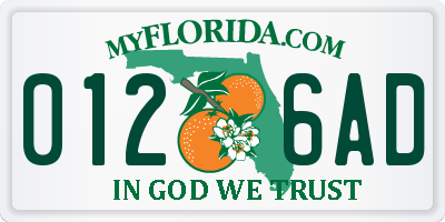 FL license plate 0126AD