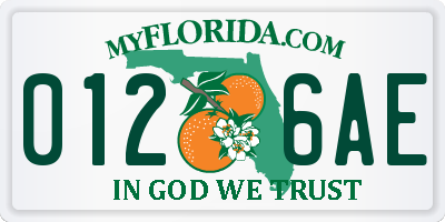 FL license plate 0126AE