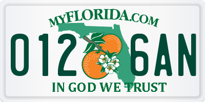 FL license plate 0126AN