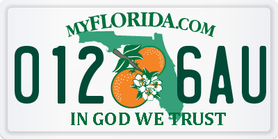 FL license plate 0126AU