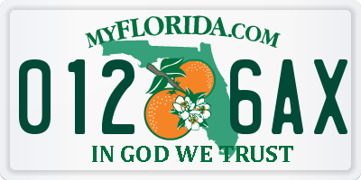 FL license plate 0126AX
