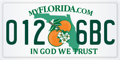 FL license plate 0126BC