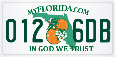 FL license plate 0126DB