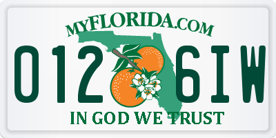 FL license plate 0126IW