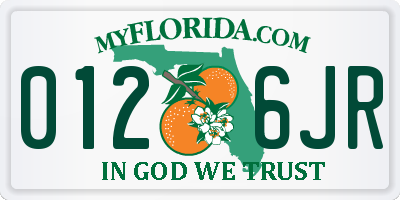 FL license plate 0126JR