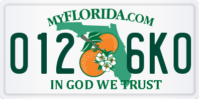 FL license plate 0126KO