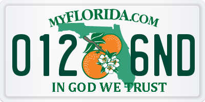 FL license plate 0126ND