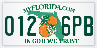 FL license plate 0126PB