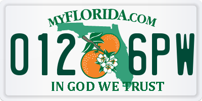 FL license plate 0126PW