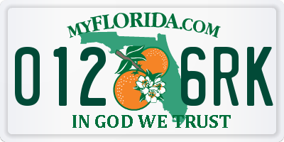 FL license plate 0126RK