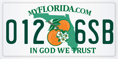 FL license plate 0126SB