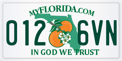 FL license plate 0126VN