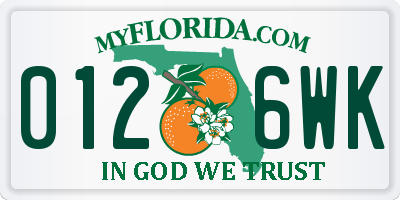FL license plate 0126WK