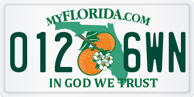 FL license plate 0126WN