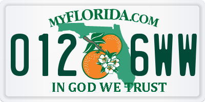 FL license plate 0126WW