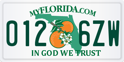 FL license plate 0126ZW