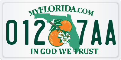 FL license plate 0127AA