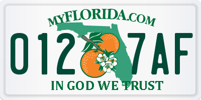 FL license plate 0127AF