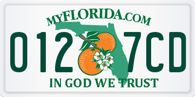 FL license plate 0127CD