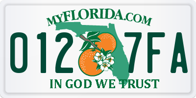 FL license plate 0127FA