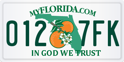FL license plate 0127FK