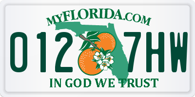 FL license plate 0127HW