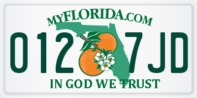 FL license plate 0127JD
