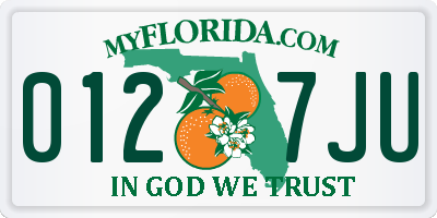 FL license plate 0127JU