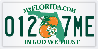 FL license plate 0127ME