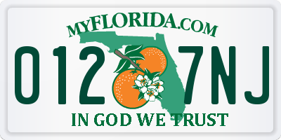 FL license plate 0127NJ