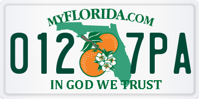FL license plate 0127PA