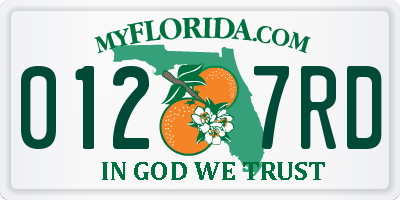 FL license plate 0127RD
