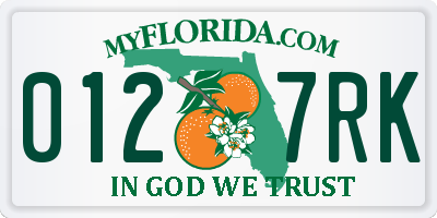 FL license plate 0127RK