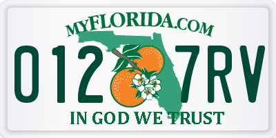 FL license plate 0127RV