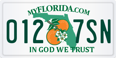 FL license plate 0127SN