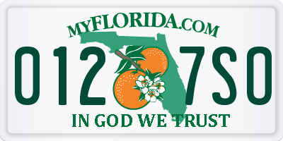 FL license plate 0127SO