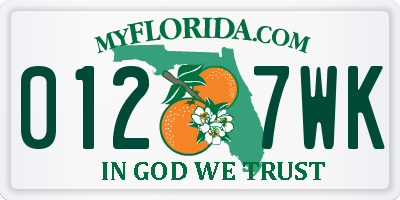 FL license plate 0127WK